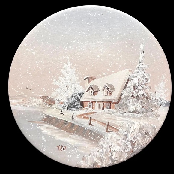 Vintage 1980s Tifo Hand Painted Quebec Folk Art Plate Francine Fugere Thiffault - Picture 1 of 9